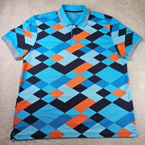 Mens Club Room Performance Polo Shirt Loud Geometric Print Golf Athletic Size XL